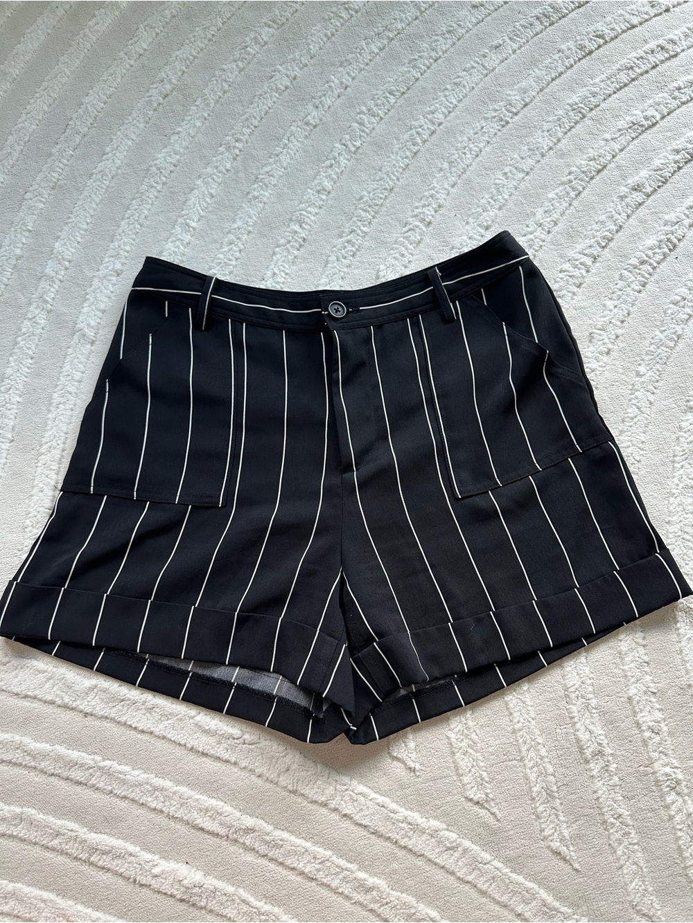 Who What Wear | Black Pinstripe Trouser Shorts
